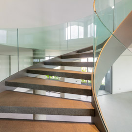 escadas helicoidal de aço com vidro