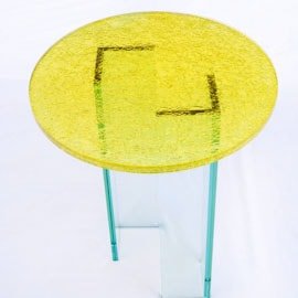 mesa vidro craquelado amarelo