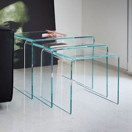 conjunto mesa vidro curvo